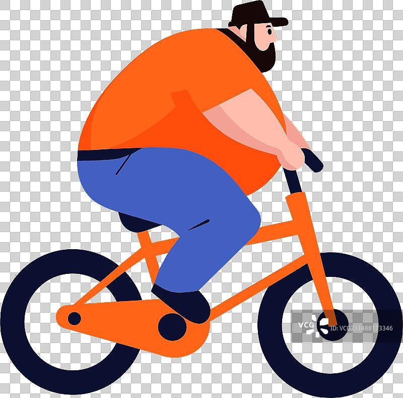 骑自行车的胖人扁平风格图片素材