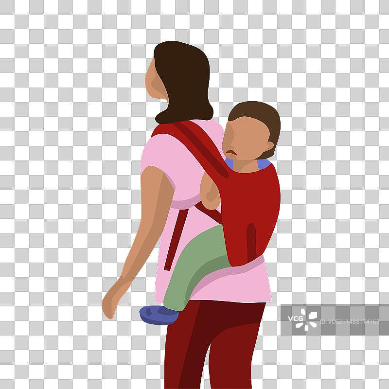 用吊带抱着婴儿的母亲图片素材