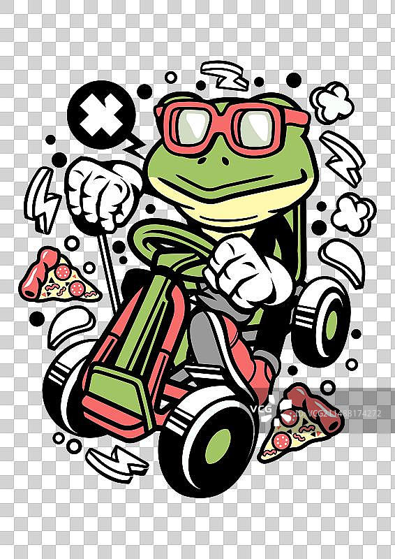 青蛙卡丁车赛车手图片素材