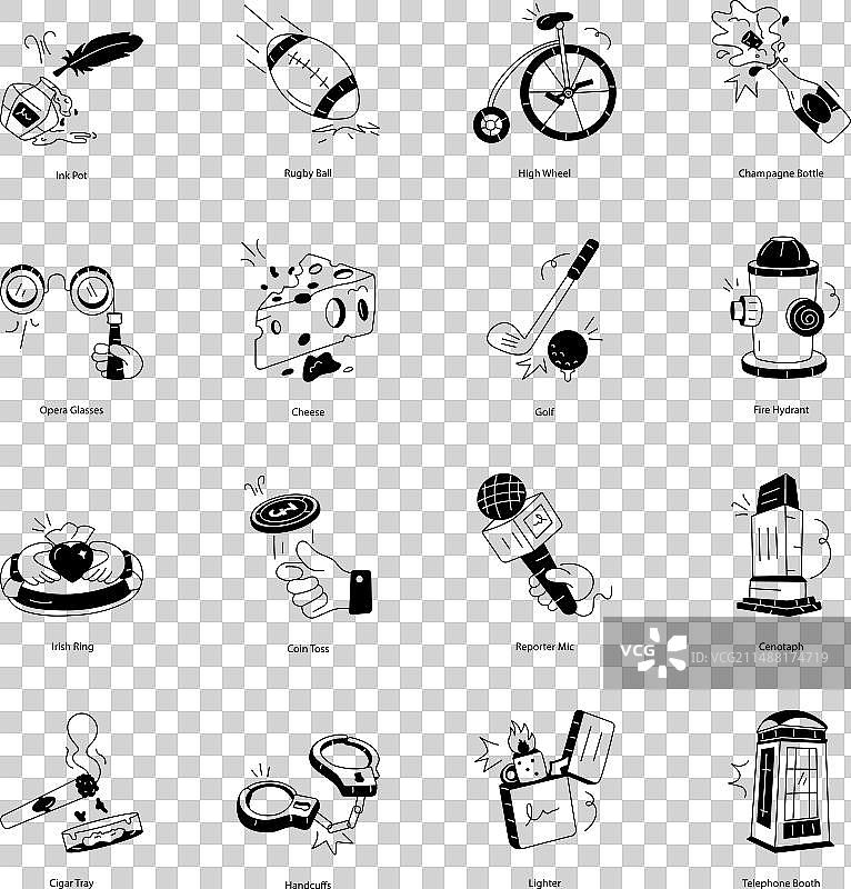 英国传统涂鸦图标合集图片素材