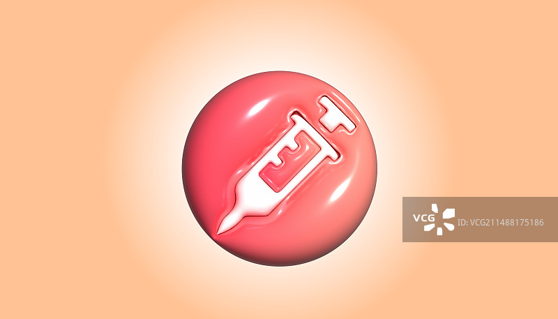 3D渲染膨胀风注射器疫苗图标医疗背景图片素材