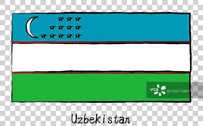 手绘风格乌兹别克斯坦国旗图片素材