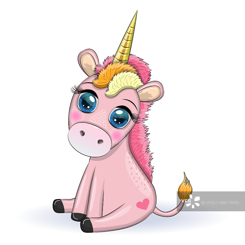 粉色独角兽小马可爱宝宝卡片图片素材