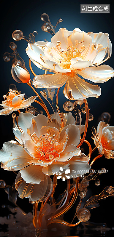 【AI数字艺术】3d艺术花白玫瑰黄玫瑰素材图片图片素材