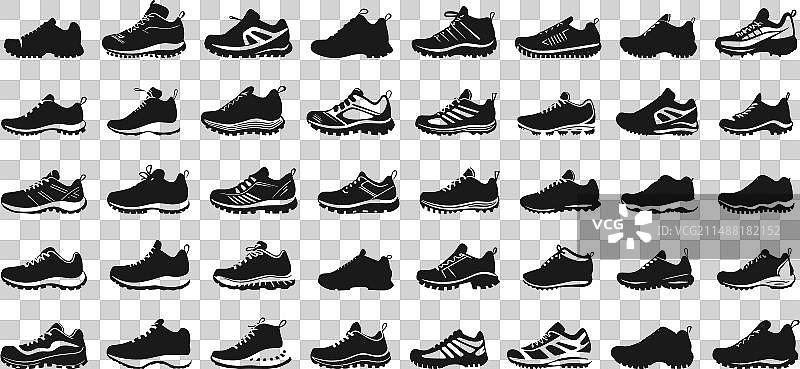 跑步运动鞋剪影图片素材