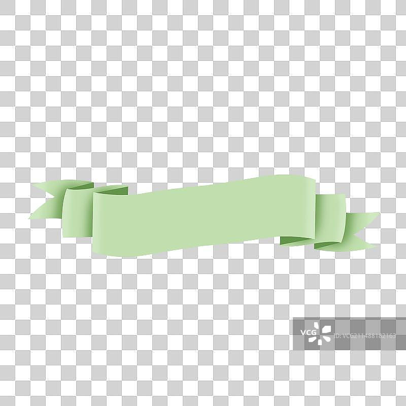 卡通手绘淡绿色丝带标题框 文字框 背景图图片素材