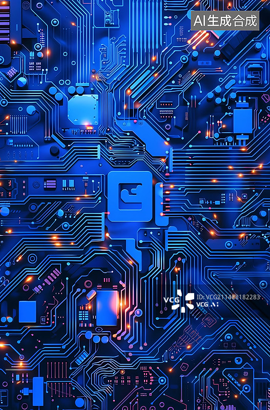 【AI数字艺术】数字芯片电路板主板3d模型素材图片图片素材