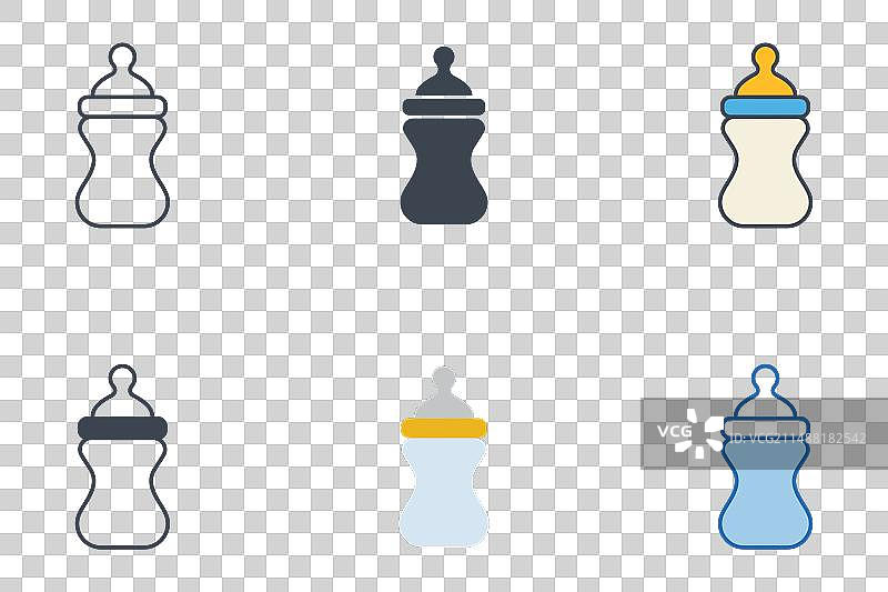 不同风格的奶瓶图标图片素材