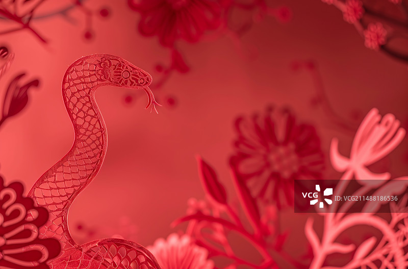 蛇年过年剪纸图片素材