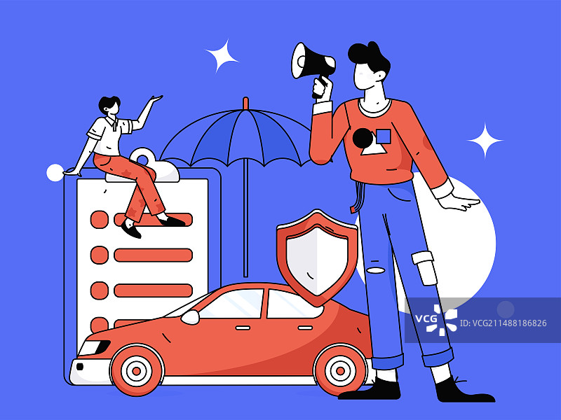 为汽车购买保险扁平人物矢量概念运营插画图片素材