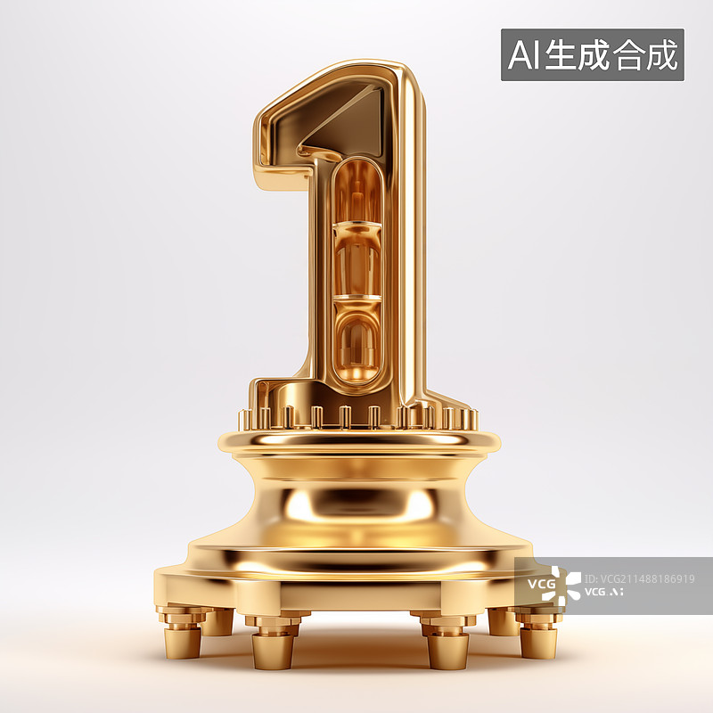 【AI数字艺术】一个黄金纯金的阿拉伯数字数学符号图片素材