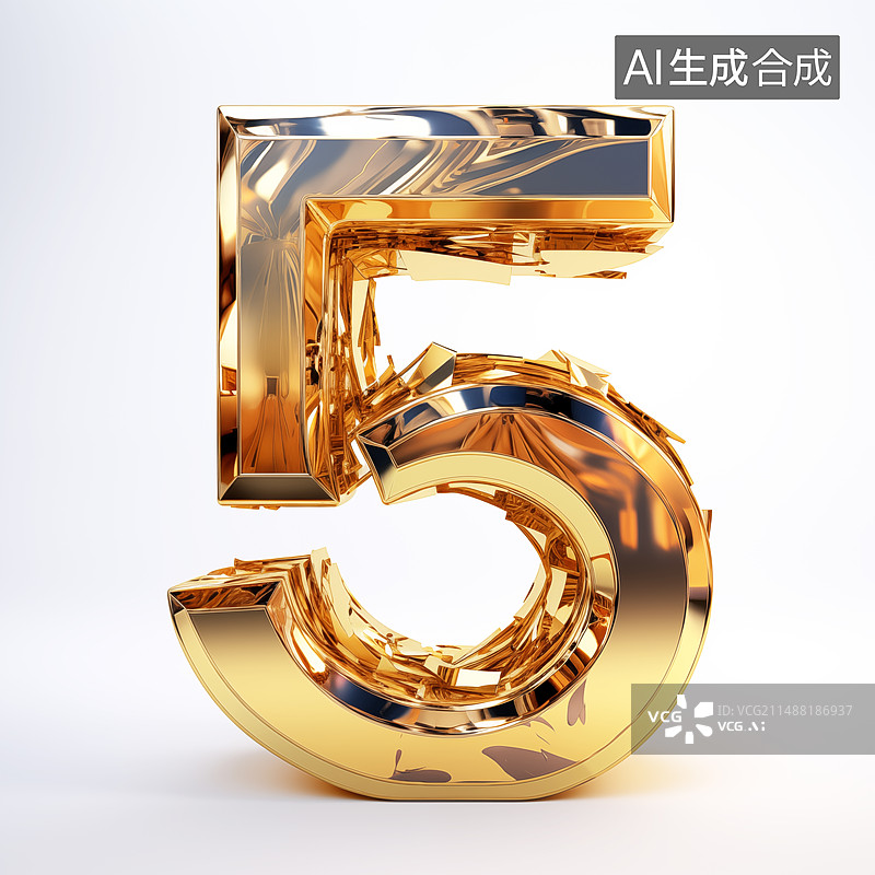 【AI数字艺术】一个黄金纯金的阿拉伯数字数学符号图片素材