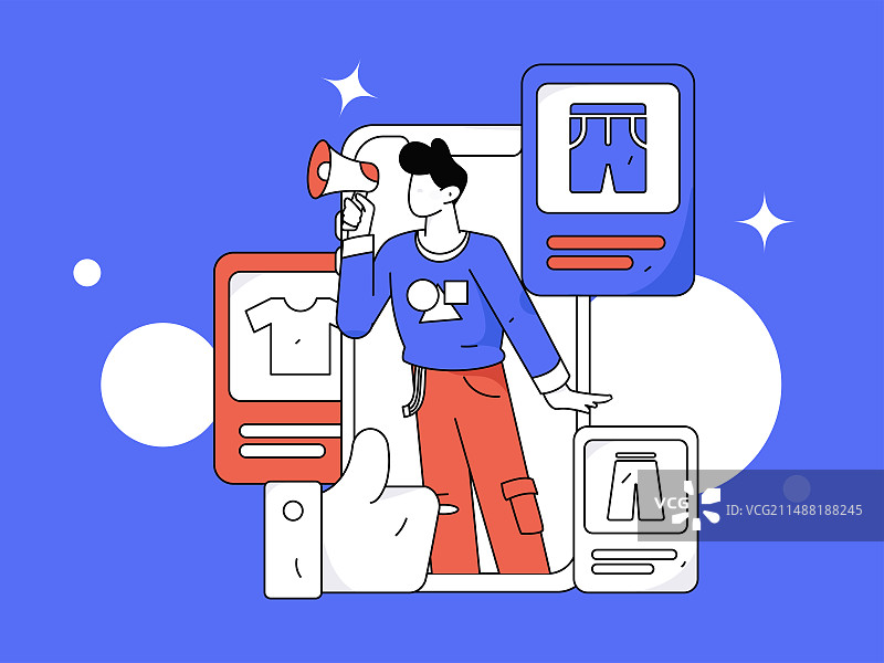 节日购物进行电商网购的人物扁平矢量概念运营手绘插画图片素材