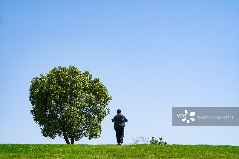 放风筝的老人图片素材