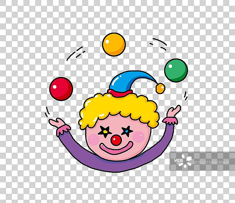 卡通手绘抛球的可爱小丑愚人节插画图片素材