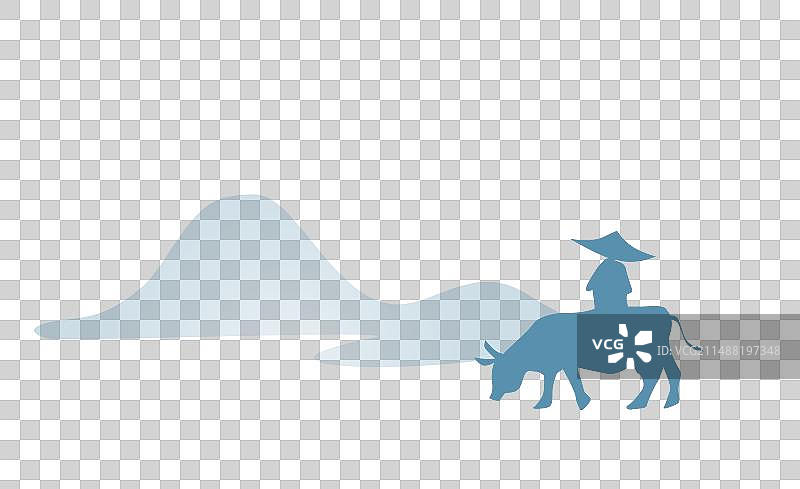 清明牧童剪影图片素材