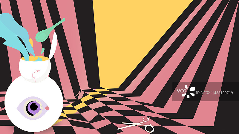 超现实主义插画 人为刀俎我为鱼肉图片素材