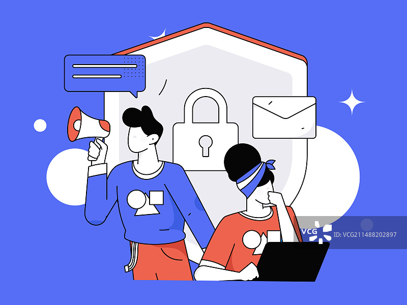 商务网络安全人物扁平矢量概念运营手绘插画图片素材