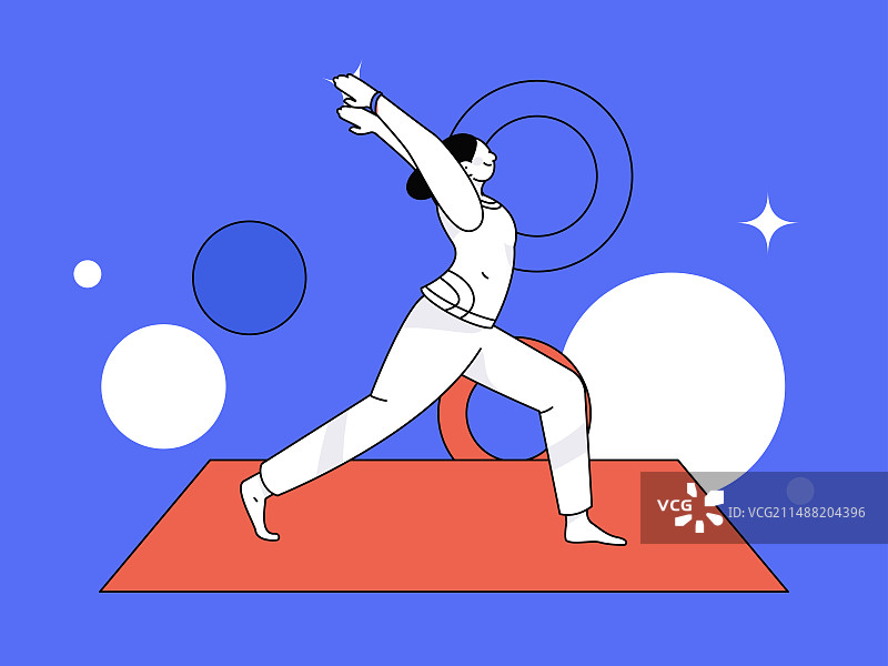 练习瑜伽身心健康扁平矢量人物概念运营手绘插画图片素材