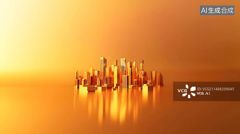 【AI数字艺术】黄金城市抽象背景图片素材