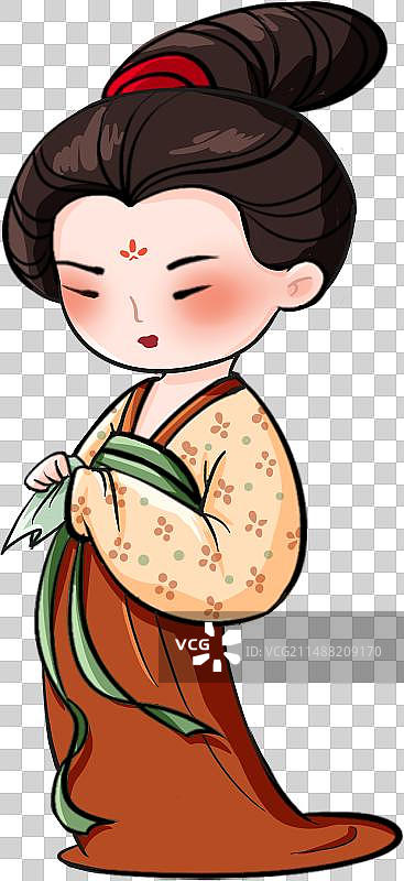 唐朝汉服传统文化服饰襦裙古代丰腴胖女子国风插画元素图片素材