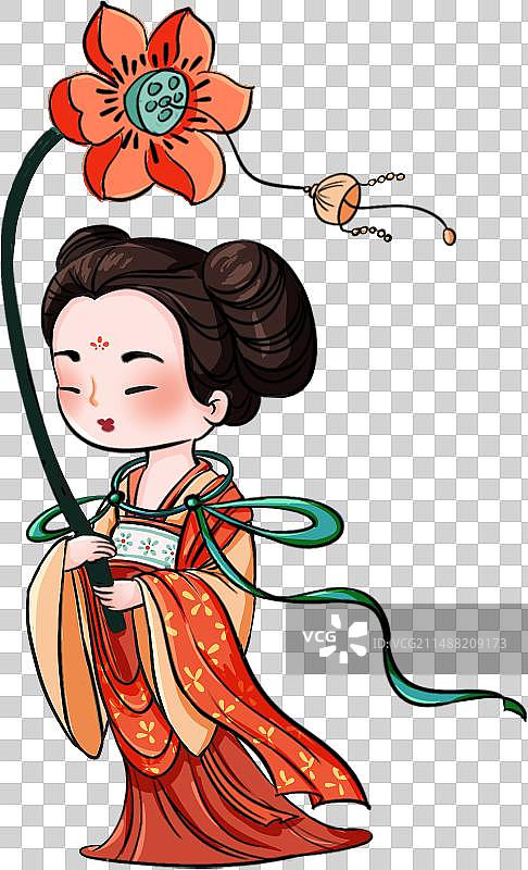 唐朝汉服传统文化服饰襦裙古代丰腴胖女子国风插画元素图片素材