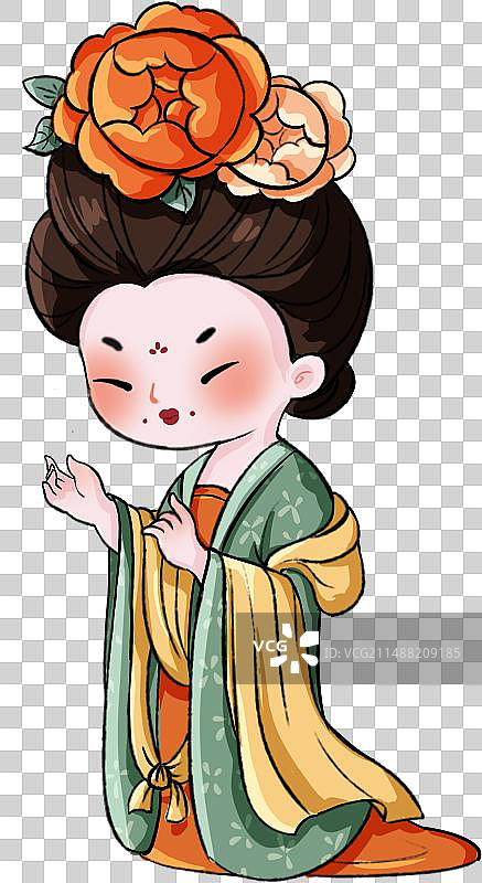唐朝汉服传统文化服饰襦裙古代丰腴胖女子国风插画元素图片素材