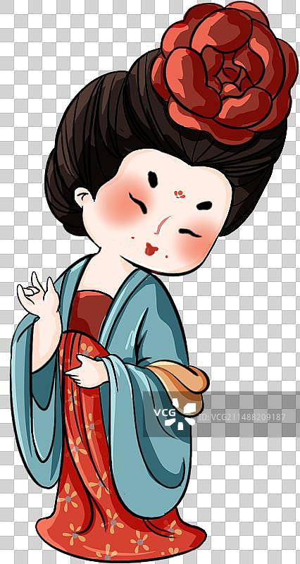 唐朝汉服传统文化服饰襦裙古代丰腴胖女子国风插画元素图片素材