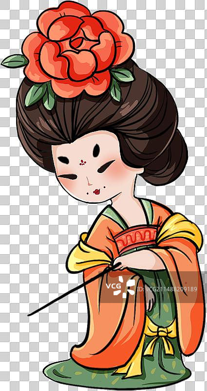 唐朝汉服传统文化服饰襦裙古代丰腴胖女子国风插画元素图片素材