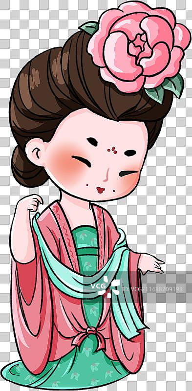 唐朝汉服传统文化服饰襦裙古代丰腴胖女子国风插画元素图片素材