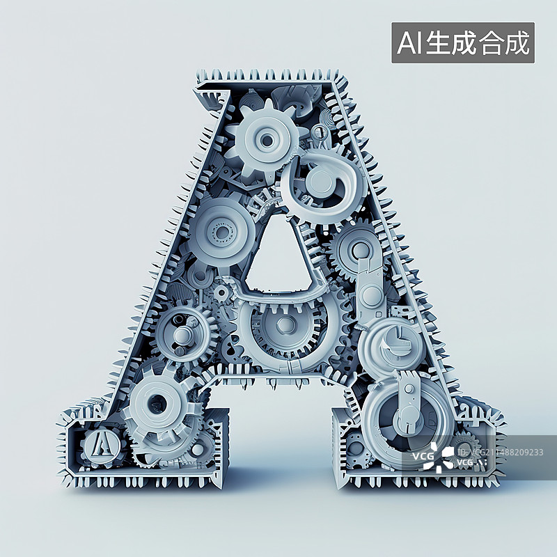 【AI数字艺术】白色背景下齿轮的特写镜头图片素材