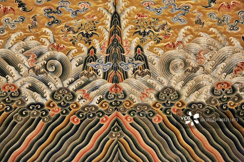博物馆龙袍云纹细节图片素材