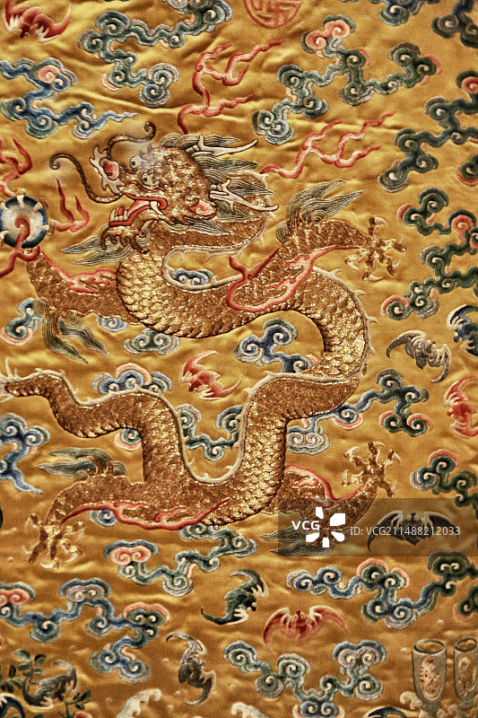 博物馆龙袍龙纹细节图片素材