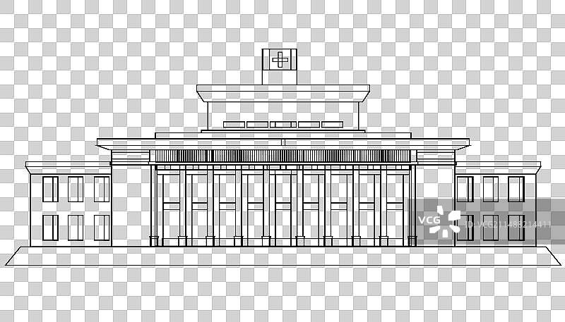 外观室外城市医院大楼建筑场景扁平风矢量插画元素图片素材