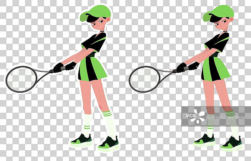 网球女孩 人物矢量插画图片素材