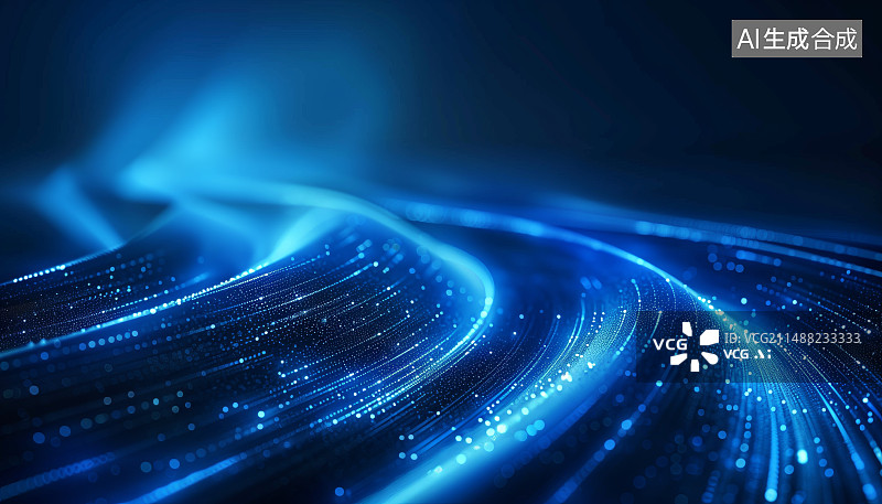 【AI数字艺术】科技粒子年会背景蓝色抽象几何线条海报素材图片素材