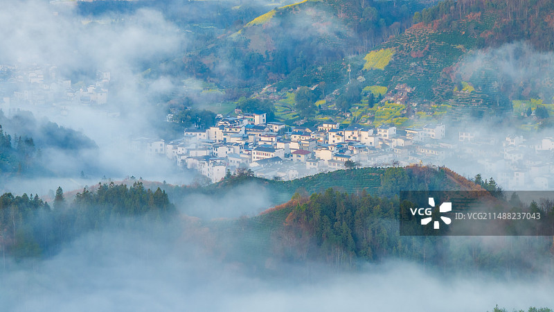 昌溪晨景，安徽歙县昌溪图片素材