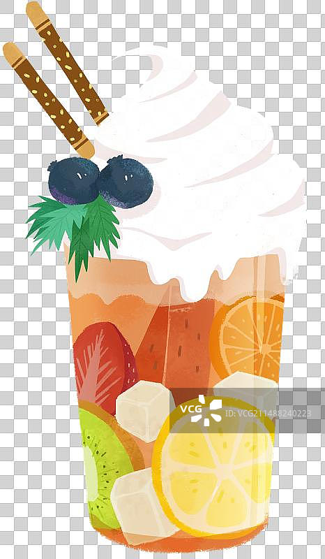 扁平肌理水果茶冰淇淋图片素材