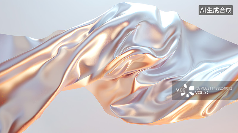 【AI数字艺术】AIGC:科技感金属色液体波浪背景插图插画 海报图片素材