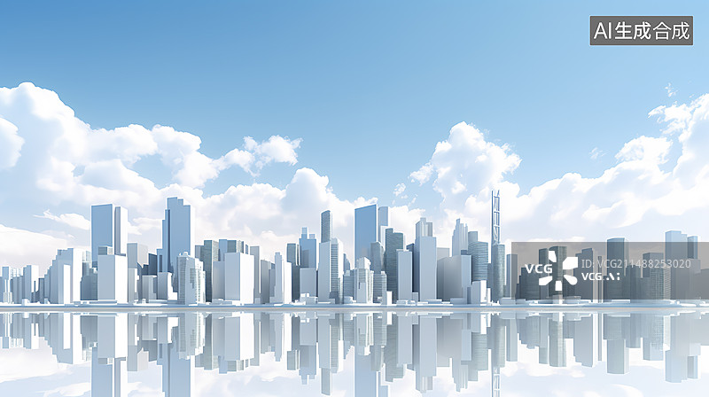 【AI数字艺术】白色城市建筑背景图片素材