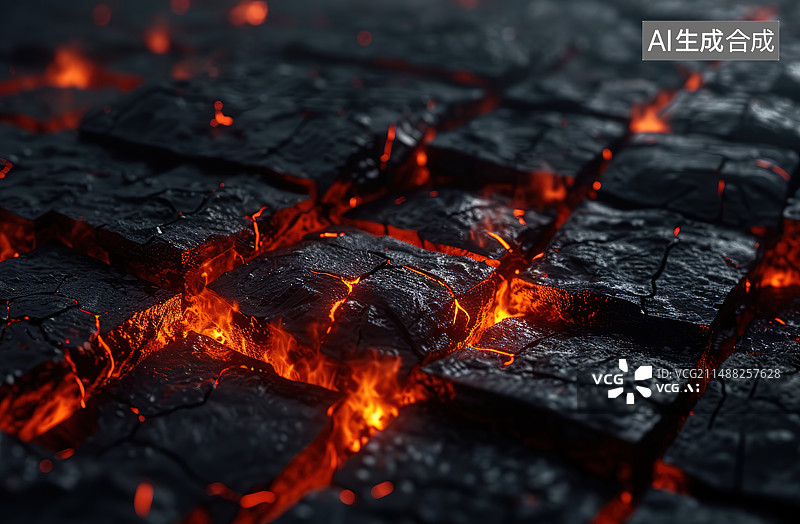 【AI数字艺术】夜间火灾的高角度视图图片素材