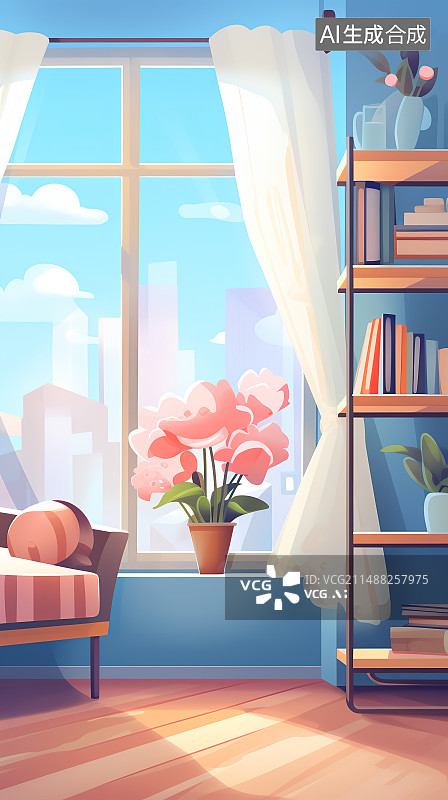【AI数字艺术】室内窗台图片素材