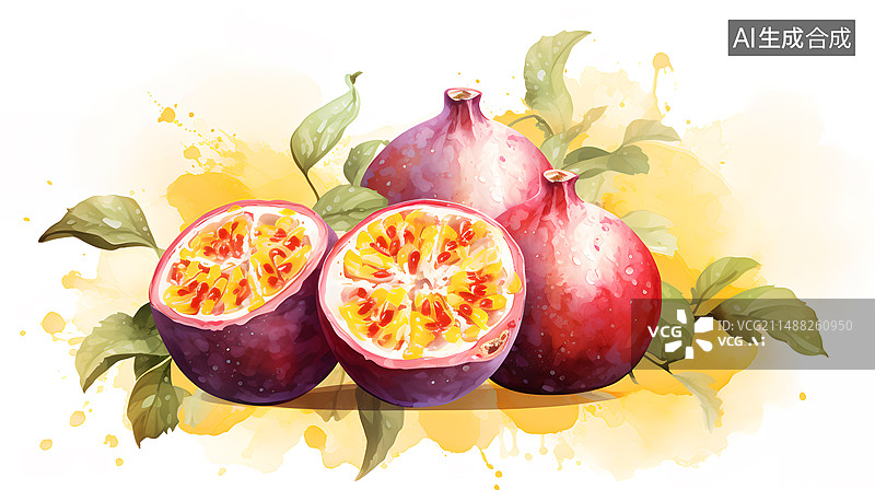 【AI数字艺术】百香果插画图片素材