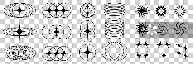 黑色几何形状套装 00年代Y2K风格图片素材