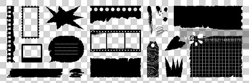 一组复古撕裂的纸质胶片锯齿条图片素材