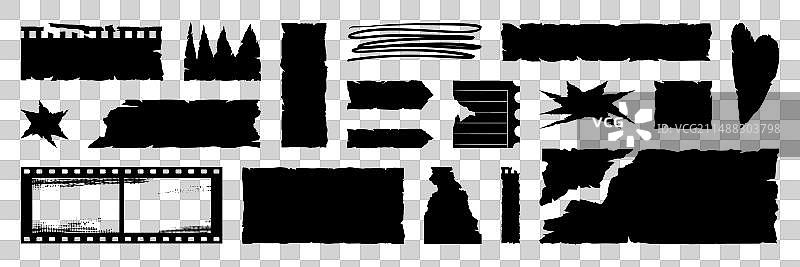 一组复古撕裂的纸质胶片锯齿条图片素材