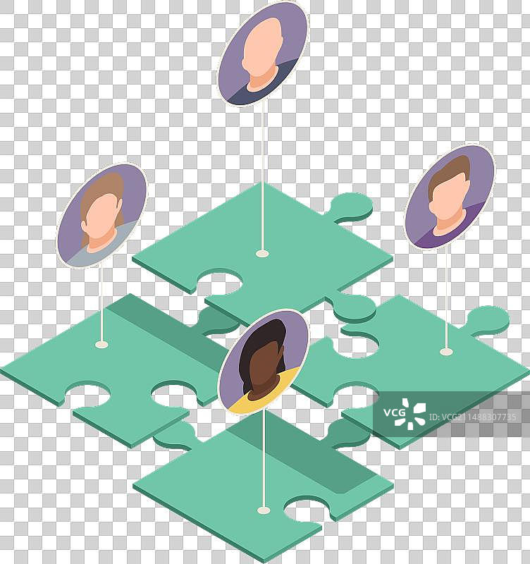 拼图工人2.5D组合图片素材