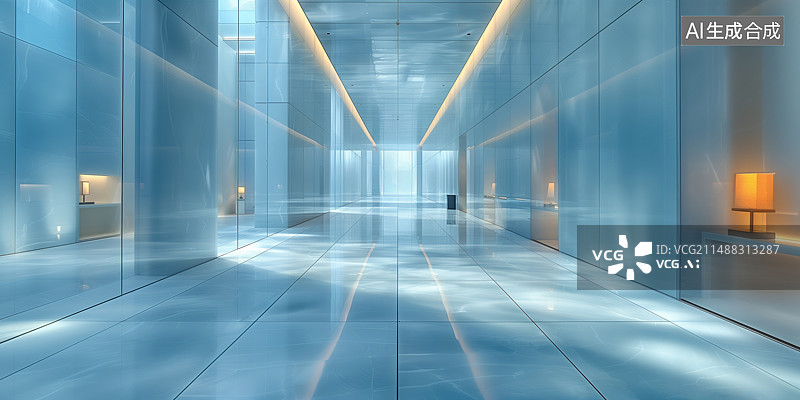 【AI数字艺术】现代明亮的室内走廊图片素材