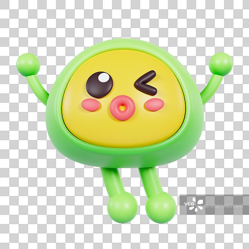 3D渲染的可爱表情清明节青团元素图片素材