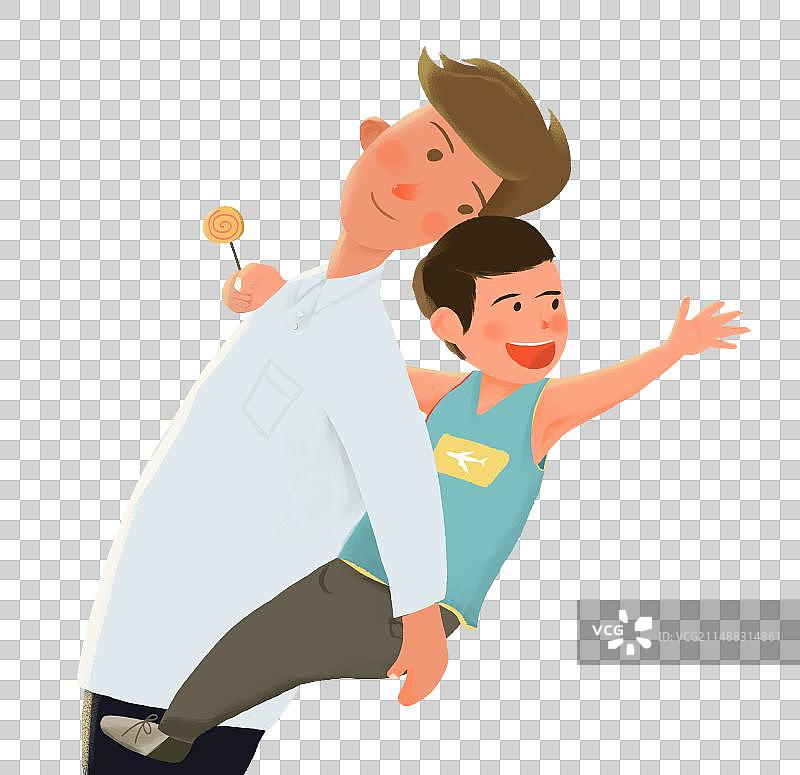 父亲背着孩子图片素材